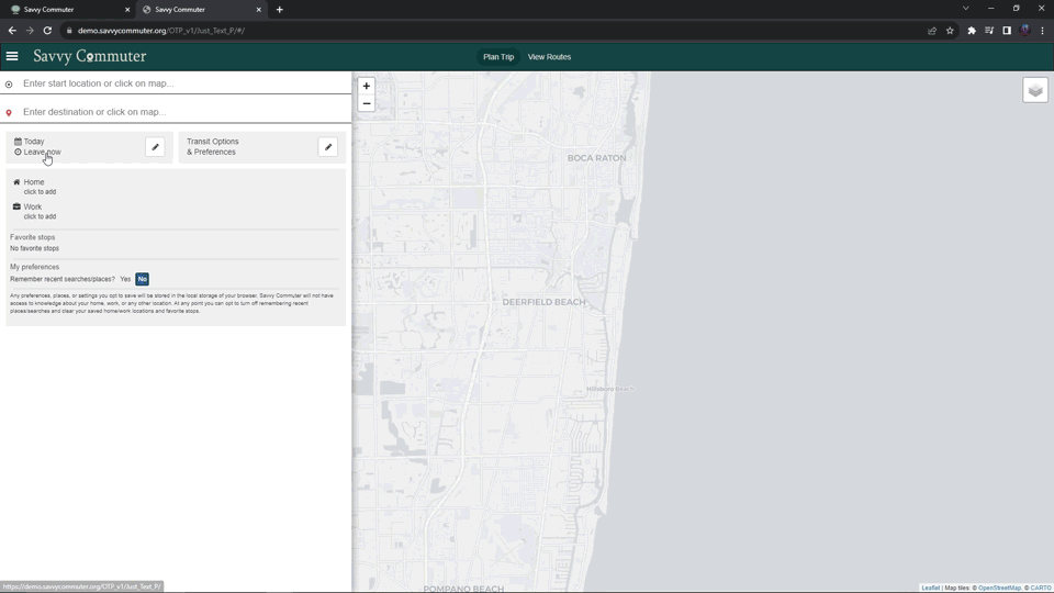 Screenshot showing demo webapp